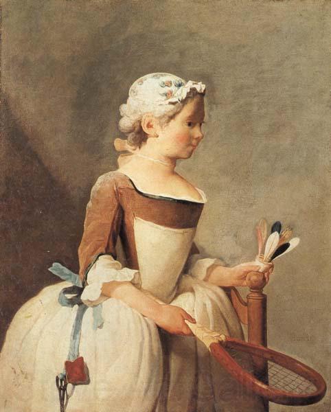 jean-Baptiste-Simeon Chardin Young Girl with a Shuttlecock Spain oil painting art